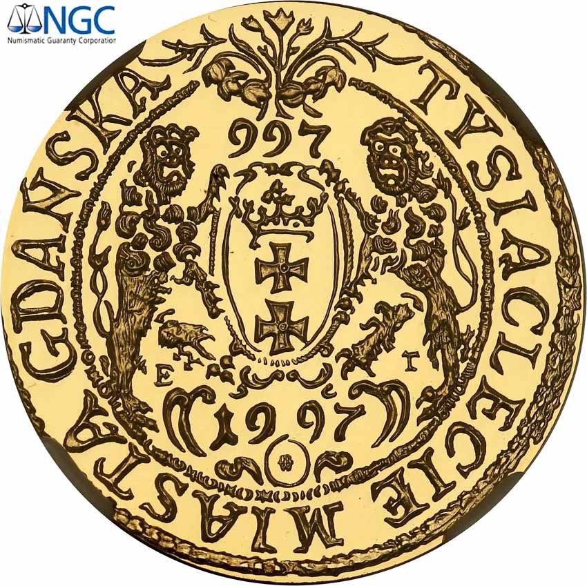 III RP. 200 złotych 1996 Tysiąclecie Miasta Gdańska NGC PF69 ULTRA CAMEO